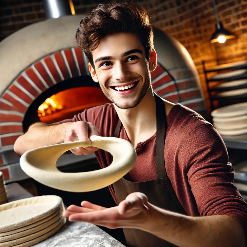 DALL·E-2024-10-26-17.05.02-A-young-man-in-a-pizzeria-performing-impressive-tricks-with-pizza-dough.-He-is-spinning-the-dough-behind-his-back-smiling-confidently-and-having-fun Jovem Faz Truques com Massa ao Som de Rihanna e Viraliza!