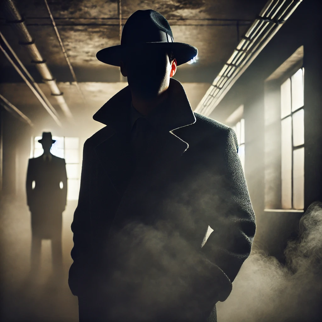 DALL·E-2024-10-28-10.34.29-A-mysterious-figure-wearing-a-dark-hat-and-long-coat-standing-in-a-shadowy-environment-filled-with-fog-and-dim-lighting.-The-atmosphere-is-eerie-sug Michael Jackson Vivo? Teorias Mais Loucas Sobre Sua Morte