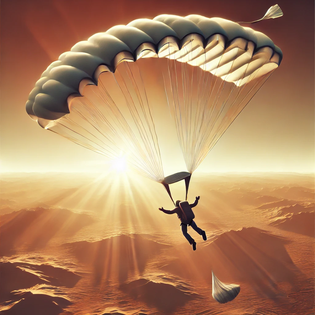 DALL·E-2024-10-28-20.43.34-An-image-of-a-parachuting-accident-showing-a-parachute-partially-open-during-a-fall.-The-scene-is-set-in-a-sunny-sky-with-the-parachutist-depicted-fr Vídeo Homem Sofre Acidente de Paraquedas em Boituva