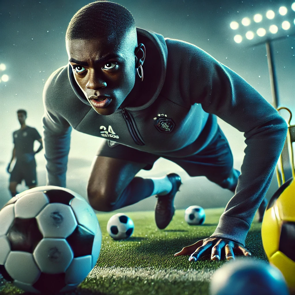 DALL·E-2024-10-29-11.22.15-An-image-of-Vinicius-Junior-training-intensely-on-a-football-field-with-a-focus-on-his-determination-to-win-the-Ballon-dOr.-The-scene-should-show-hi Vini Jr. Declara Guerra Pela Bola de Ouro: Melhor do Mundo!