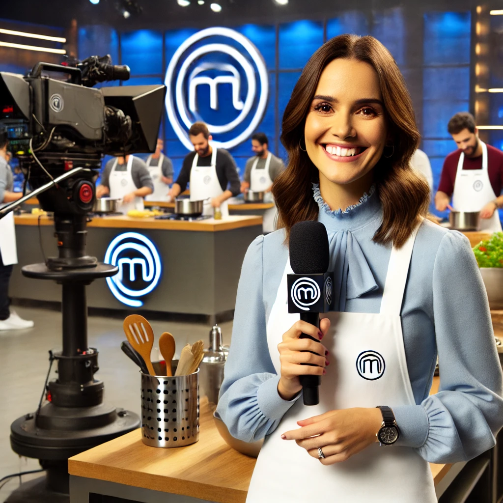 DALL·E-2024-10-29-23.36.16-A-professional-TV-set-of-the-MasterChef-Brasil-kitchen-with-Ana-Paula-Padrao-in-the-foreground.-Ana-Paula-is-seen-wearing-a-formal-blouse-smiling-as- Ana Paula Padrão Saiu do MasterChef? Entenda Sobre a Saída