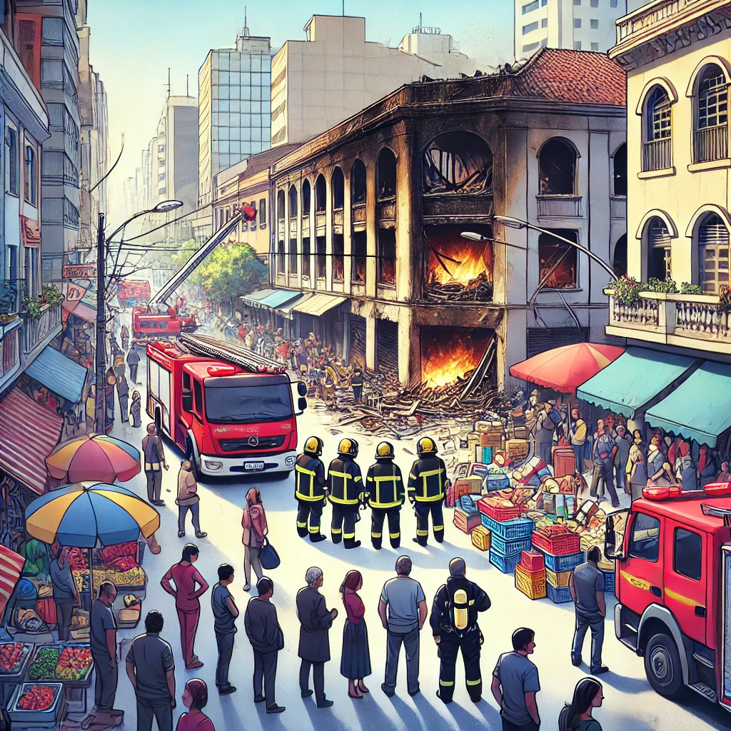 DALL·E-2024-10-31-12.25.36-Illustration-of-a-crowded-shopping-area-in-Sao-Paulos-25-de-Marco-with-people-and-shop-owners-looking-on-as-emergency-personnel-inspect-a-damaged-bu Por Que o Shopping da 25 de Março em São Paulo Pegou Fogo?