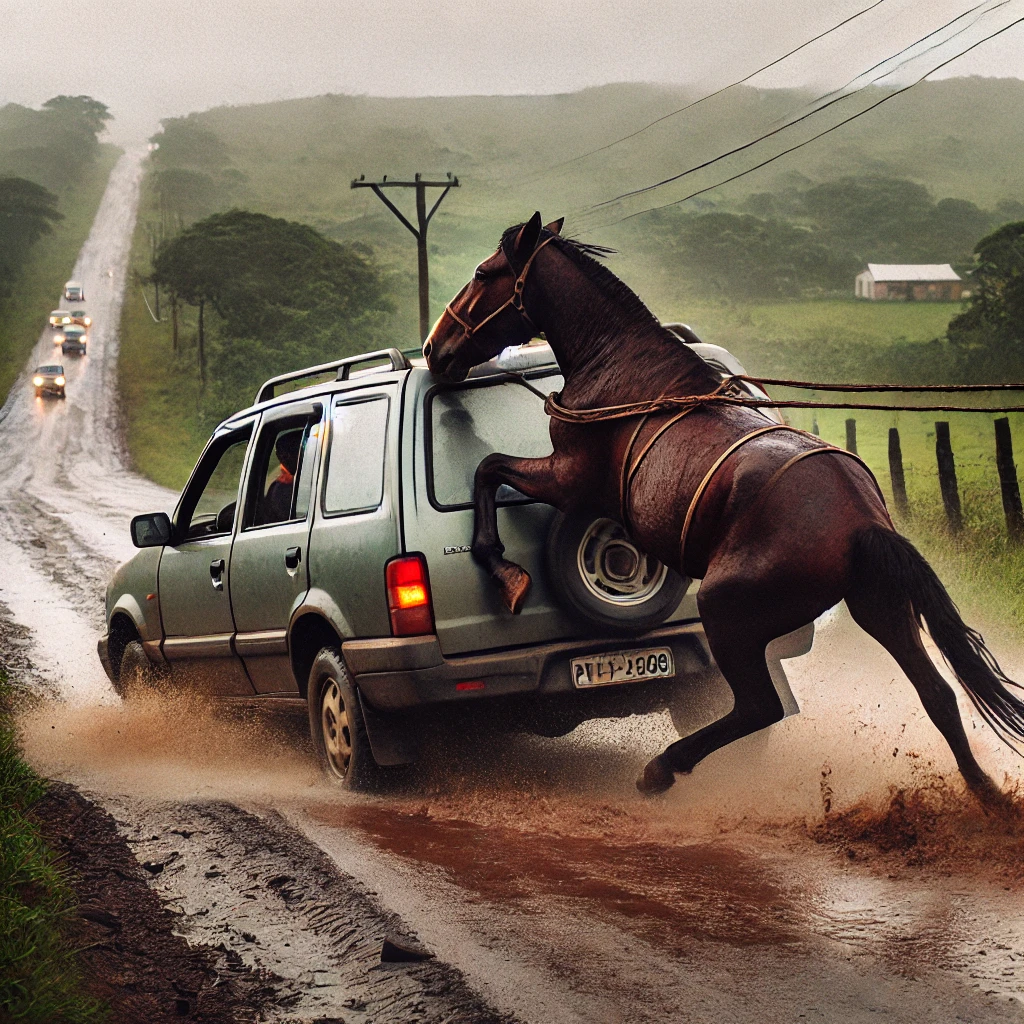 Motorista é Flagrado Rebocando Cavalo Amarrado a Carro no Sul de SC: Imagens Chocam Internautas