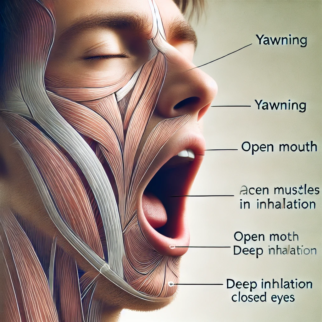 DALL·E-2024-11-01-00.21.39-A-close-up-of-a-person-yawning-with-scientific-annotations-highlighting-facial-muscles-involved-in-yawning-including-open-mouth-deep-inhalation-and Por Que Bocejamos Quando Vemos Outras Pessoas Bocejando?