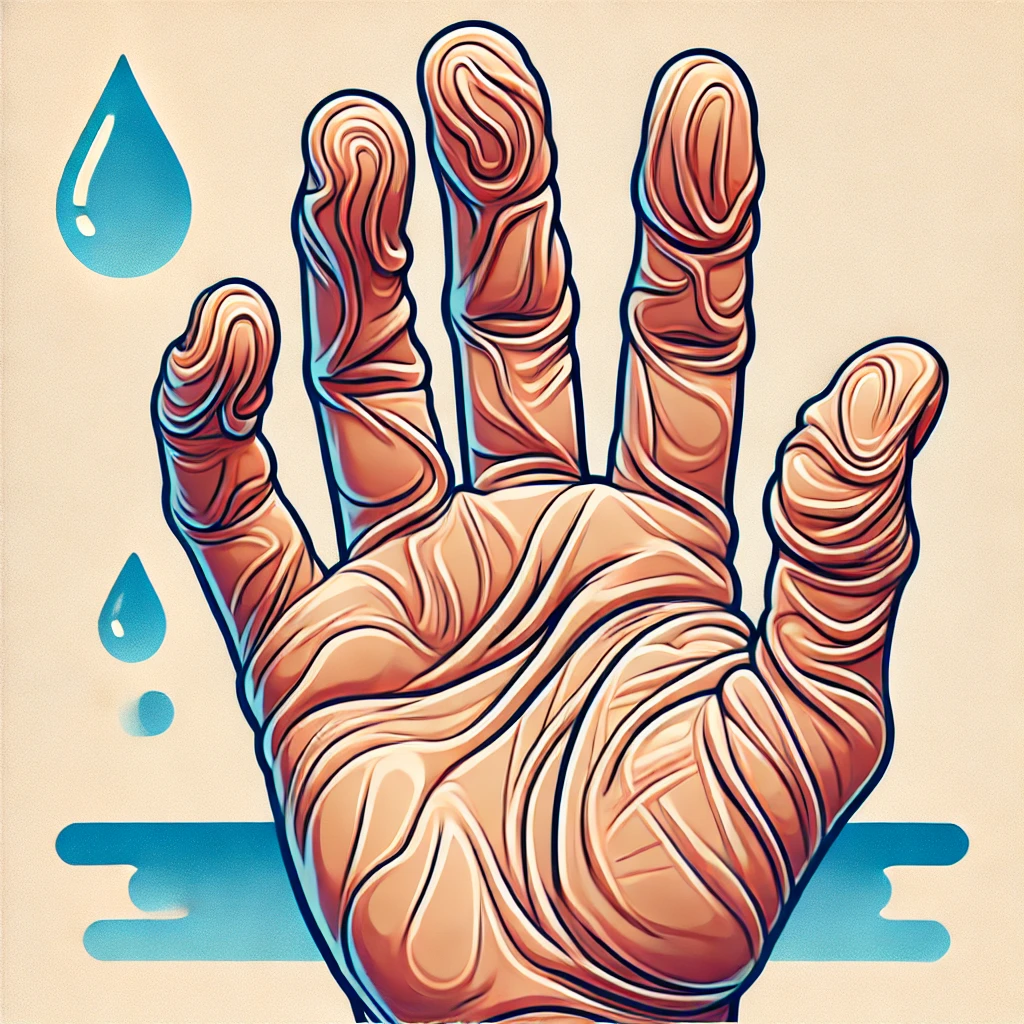 DALL·E-2024-11-04-23.36.05-An-illustration-of-a-human-hand-with-wrinkled-fingers-from-being-in-water-showing-a-close-up-of-the-fingertips.-The-background-is-simple-and-has-a-wa Por Que Ficamos com os Dedos Enrugados na Água?