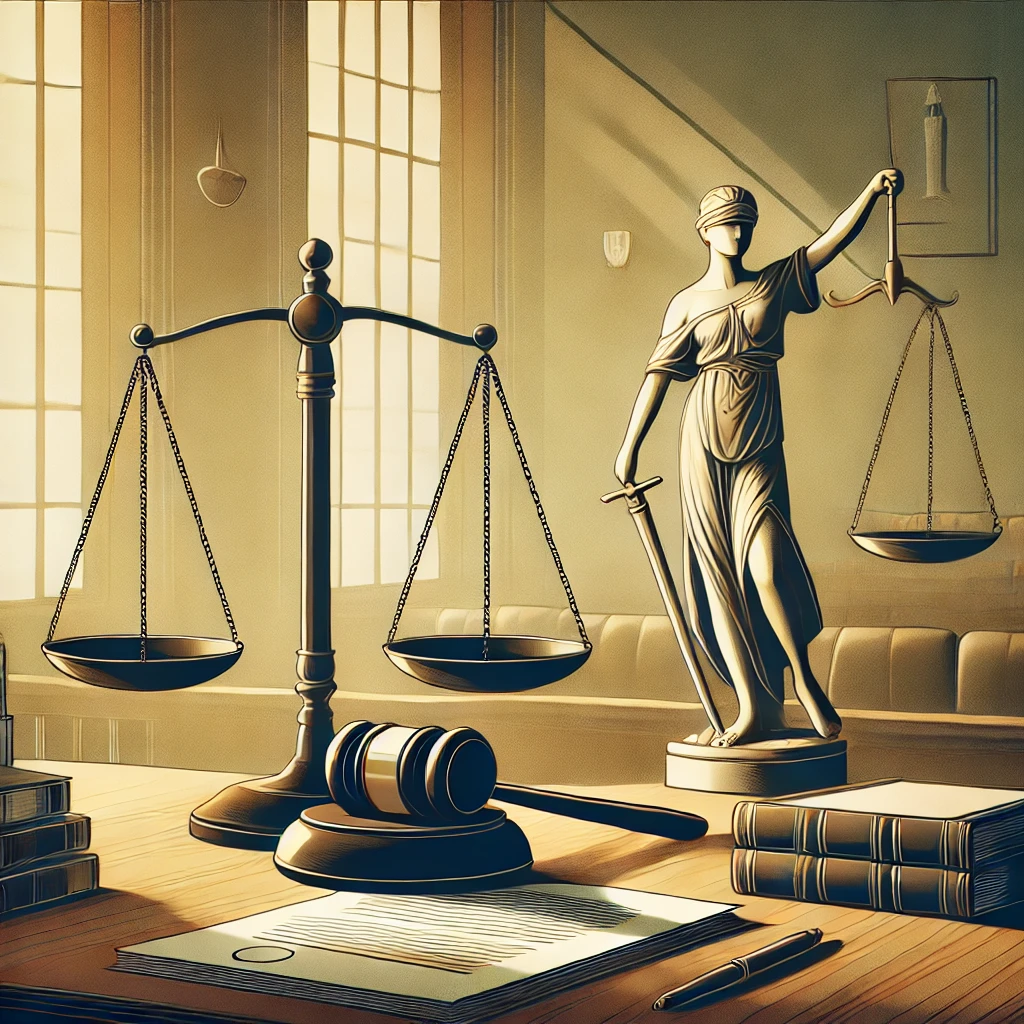 DALL·E-2024-11-06-15.53.08-A-balanced-and-neutral-illustration-representing-the-concept-of-legal-investigations-involving-public-figures.-The-scene-shows-a-courtroom-setting-wit Processos por Fraude e Suborno: A Acusação Contra Trump